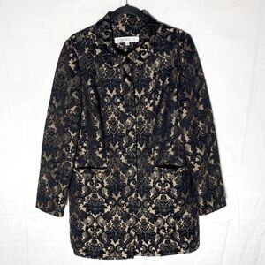Cleo Nude Black Lace Print Lightweight Overcoat M